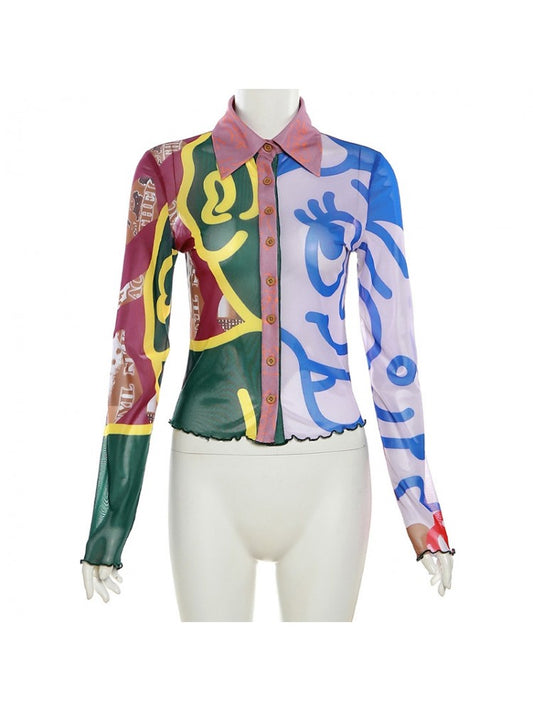 Colorful Sheer Blouse