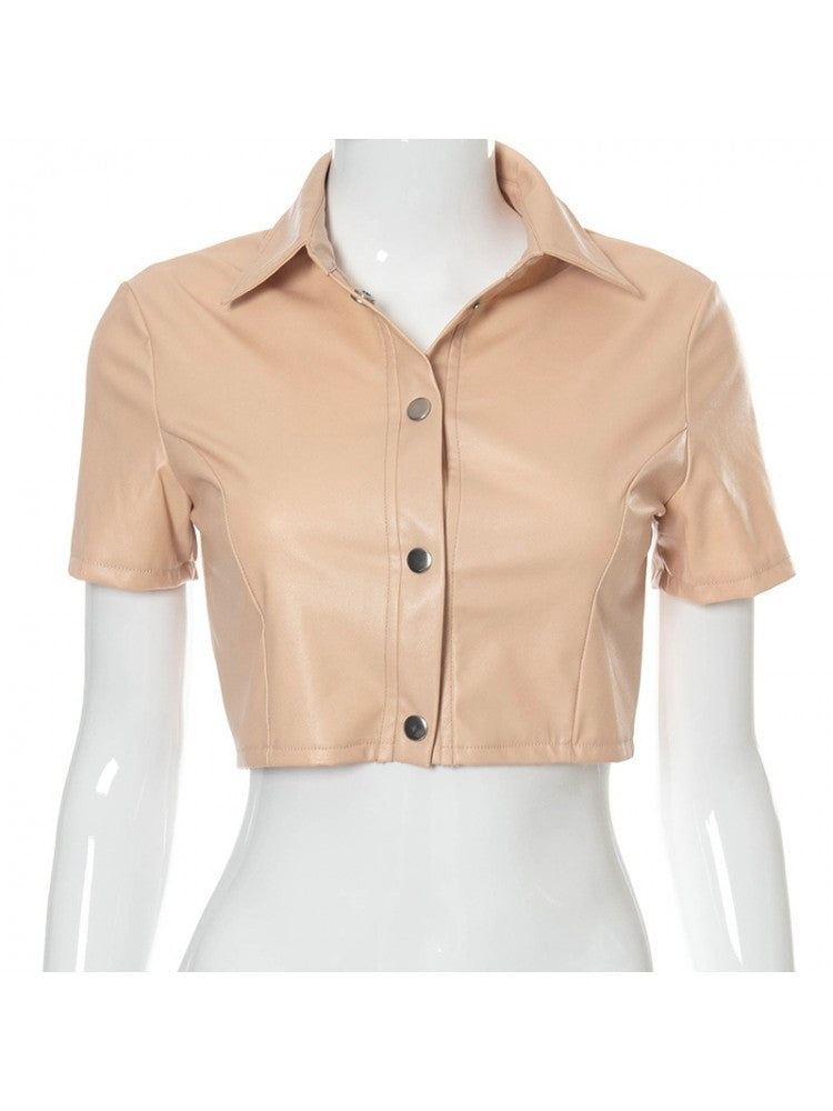 Button Up Leather Crop